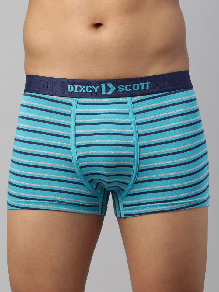 Buy DIXCY SCOTT Men Pack Of 3 Blue & Brown Solid Trunks - Trunk for Men  17343942