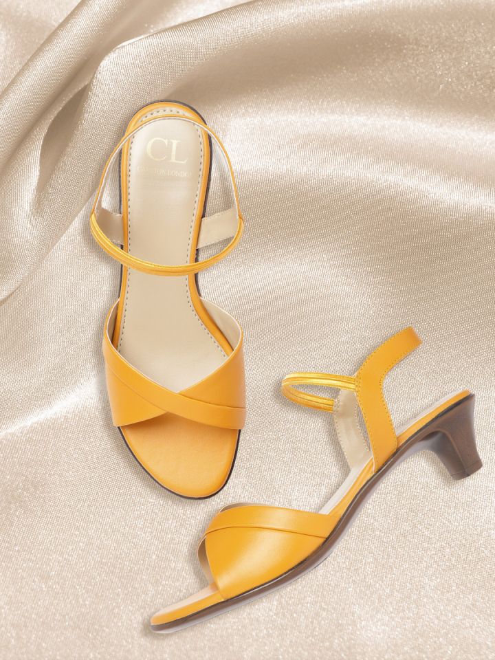 Carlton London Mustard Yellow Solid Block Heels