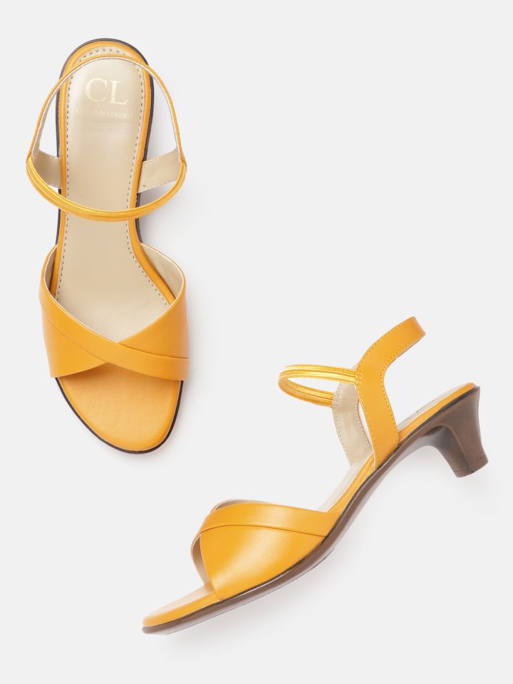 Carlton London Mustard Yellow Solid Block Heels