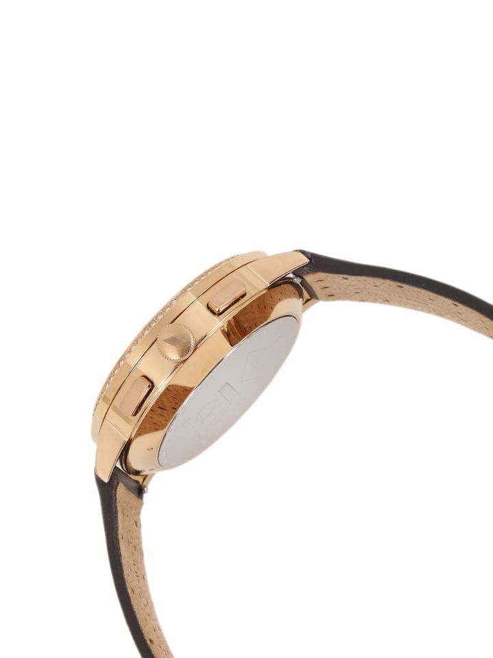 Buy Fossils Women Rose Gold Toned Embellished Hybrid Smart Watch