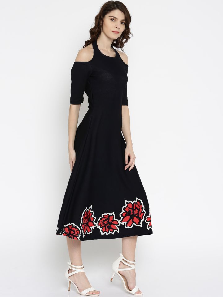 cold shoulder dress myntra