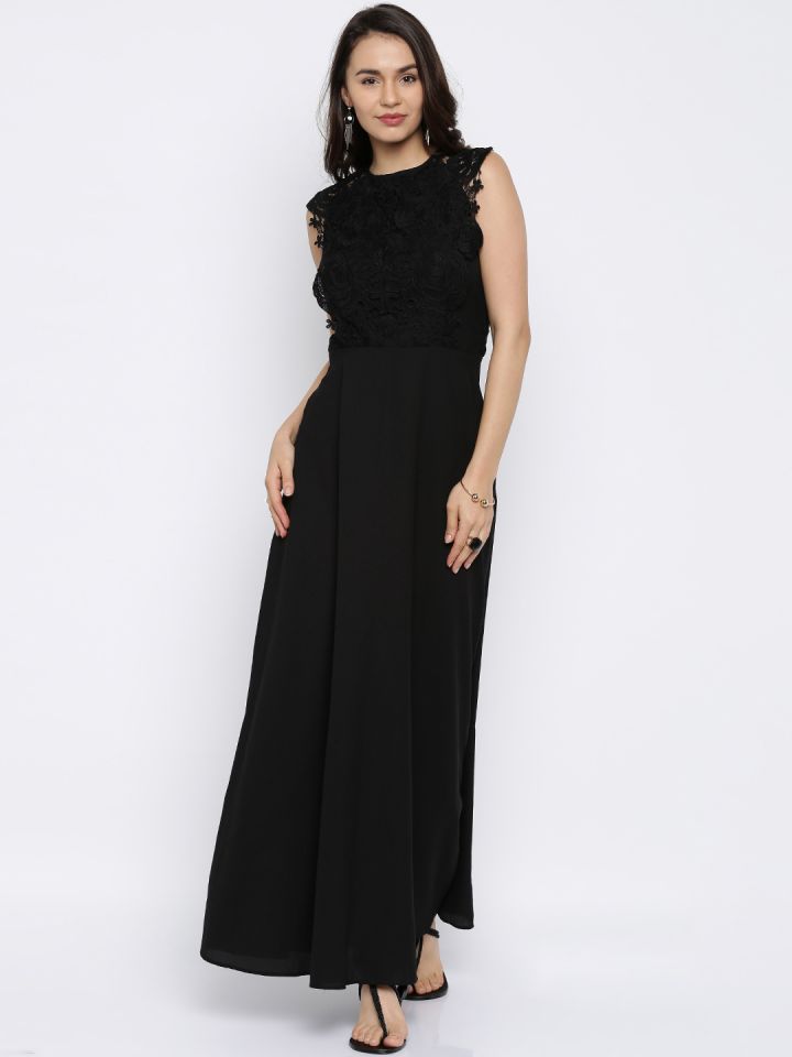 Buy Miss Chase Women Black Solid Maxi Dress Dresses for