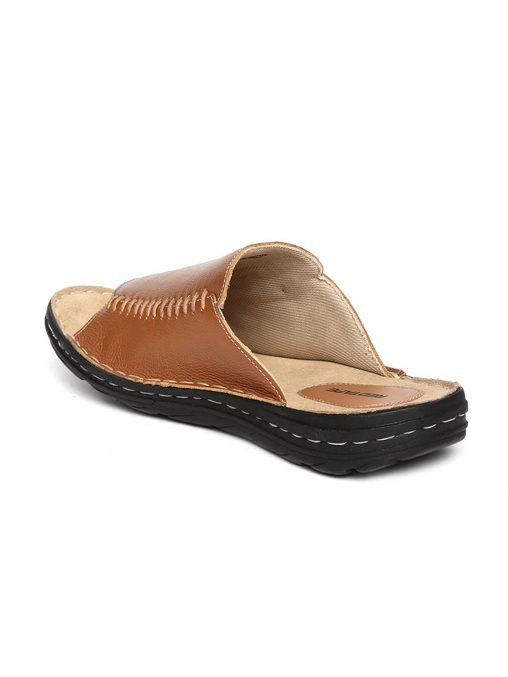 shences tan leather slippers