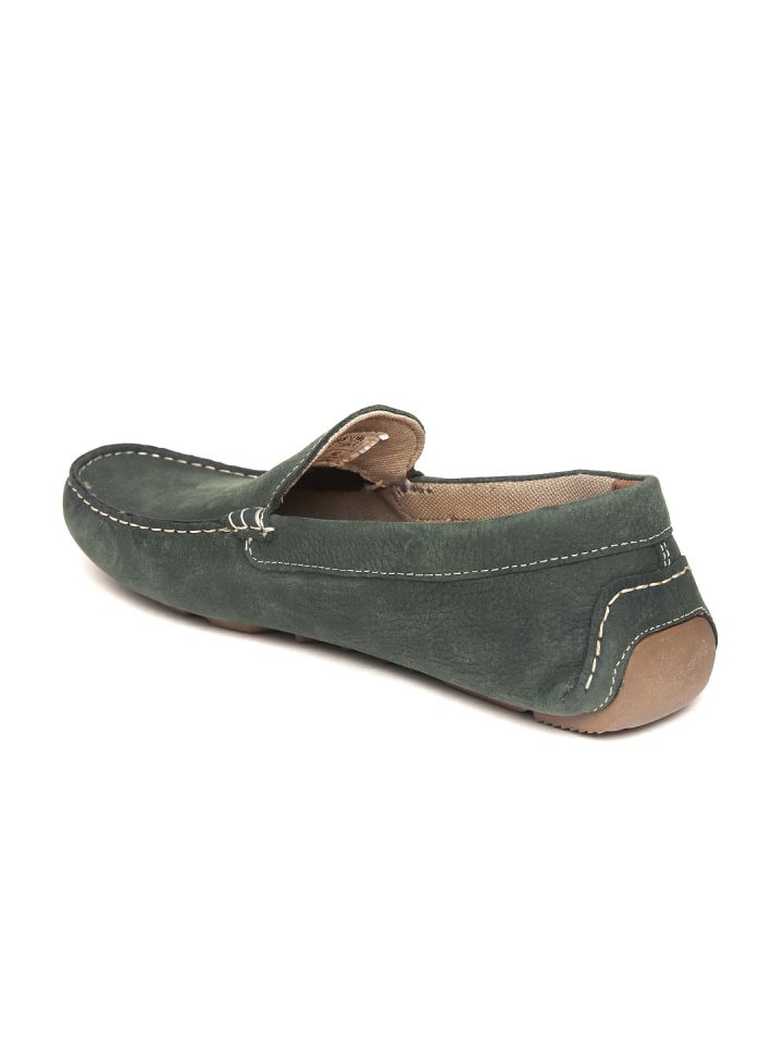 Buy Red Tape Men Green Solid Regular Leather Loafers Casual