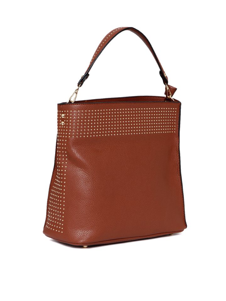 Buy DressBerry Brown Shoulder Bag With Metallic Studs Handbags