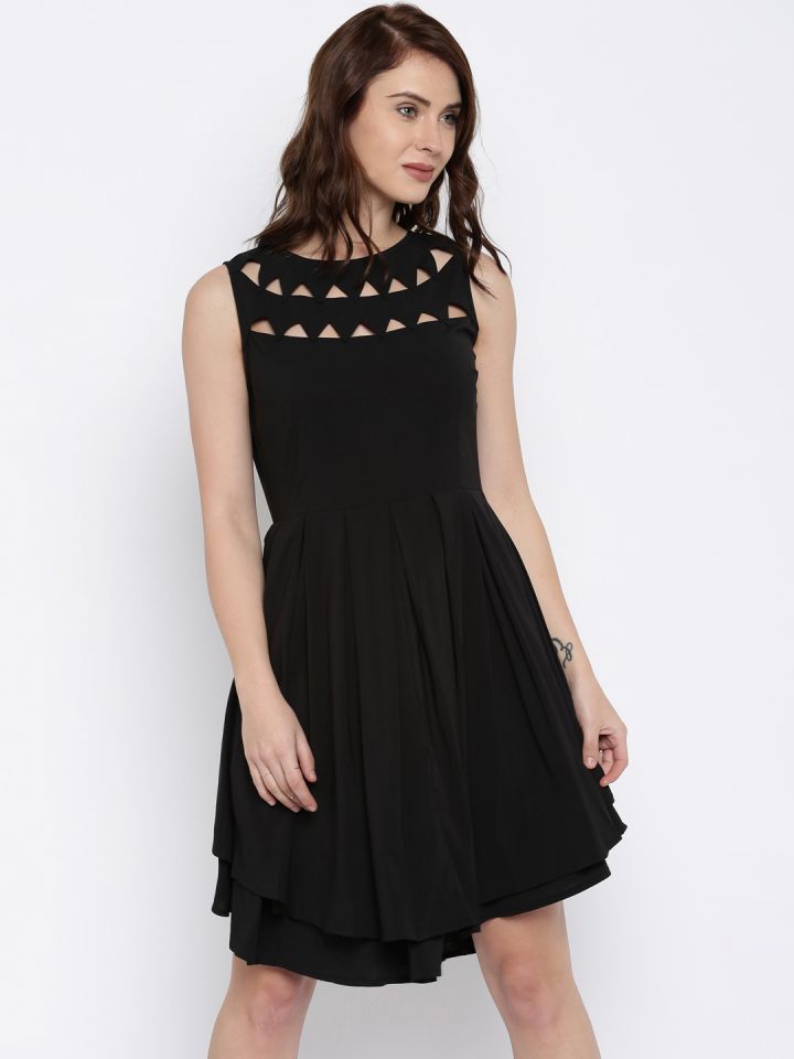 Womens black fit sales and flare dress