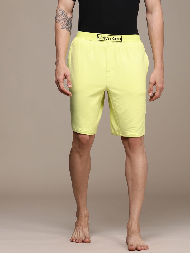 Buy Calvin Klein Underwear Men Lime Green Solid Lounge Shorts