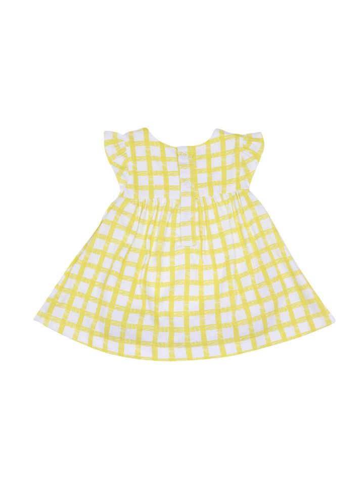 mothercare Girls Yellow White Checked A Line Dress