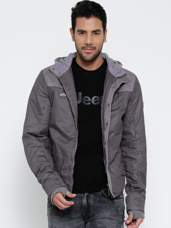 Buy Royal Enfield Grey Hooded Jacket 