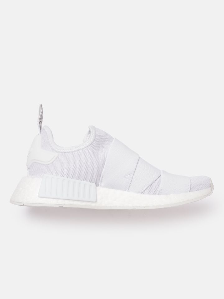 ADIDAS Originals Women White Woven Design NMD R1 Slip On Sneakers