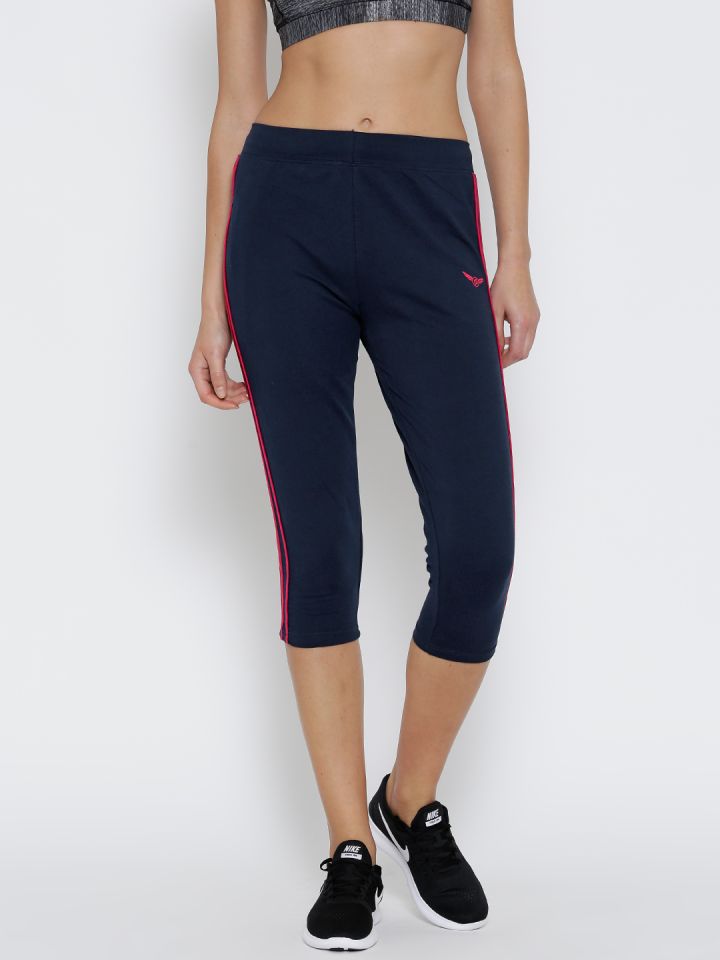 Buy SDL By Sweet Dreams Women Navy Striped Detail Active Capris
