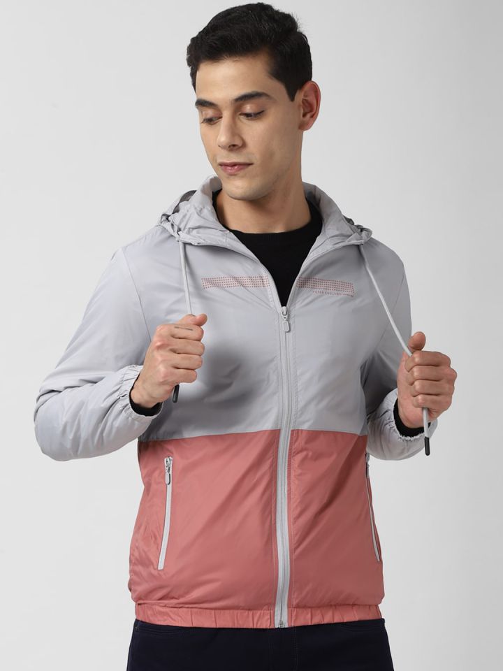 Peter England Casuals Men Grey Colourblocked Sporty Jacket
