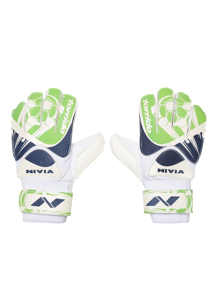 green and white football gloves