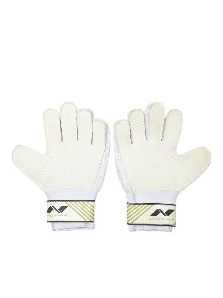 green and white football gloves