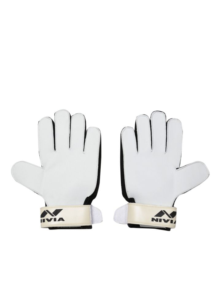 NIVIA Unisex Off White Grey Printed Web Goal Keeper Football Gloves
