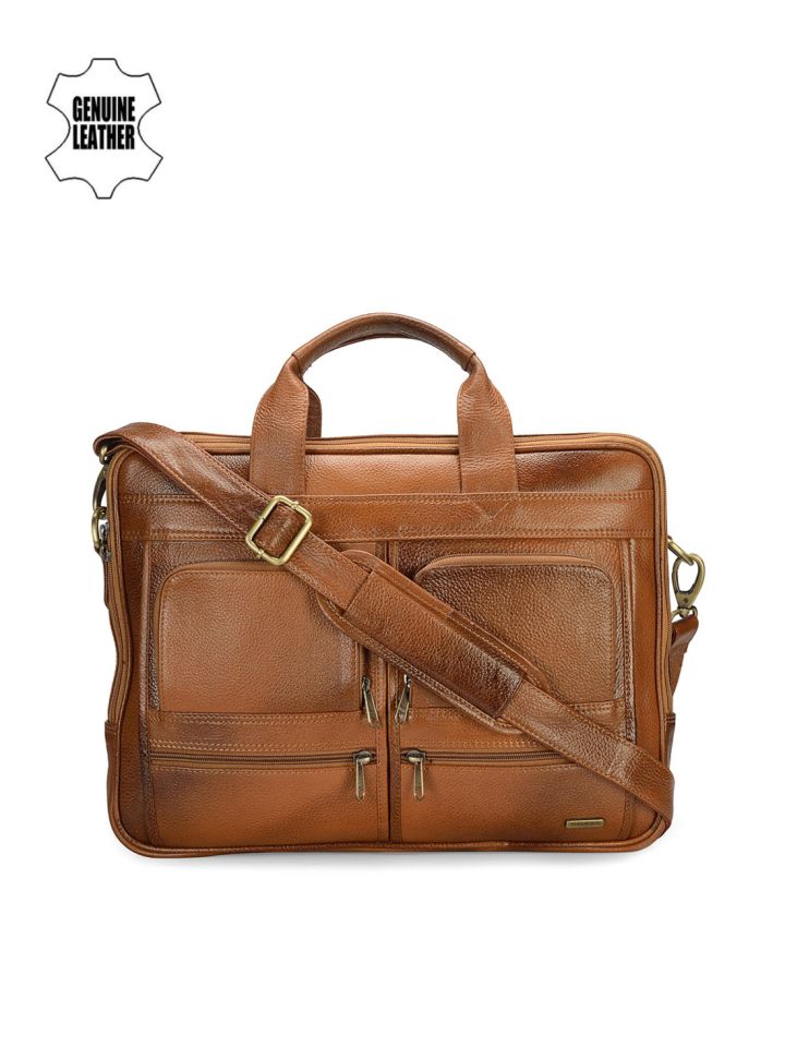 Buy Teakwood Leathers Men Tan Brown Leather Laptop Bag Laptop