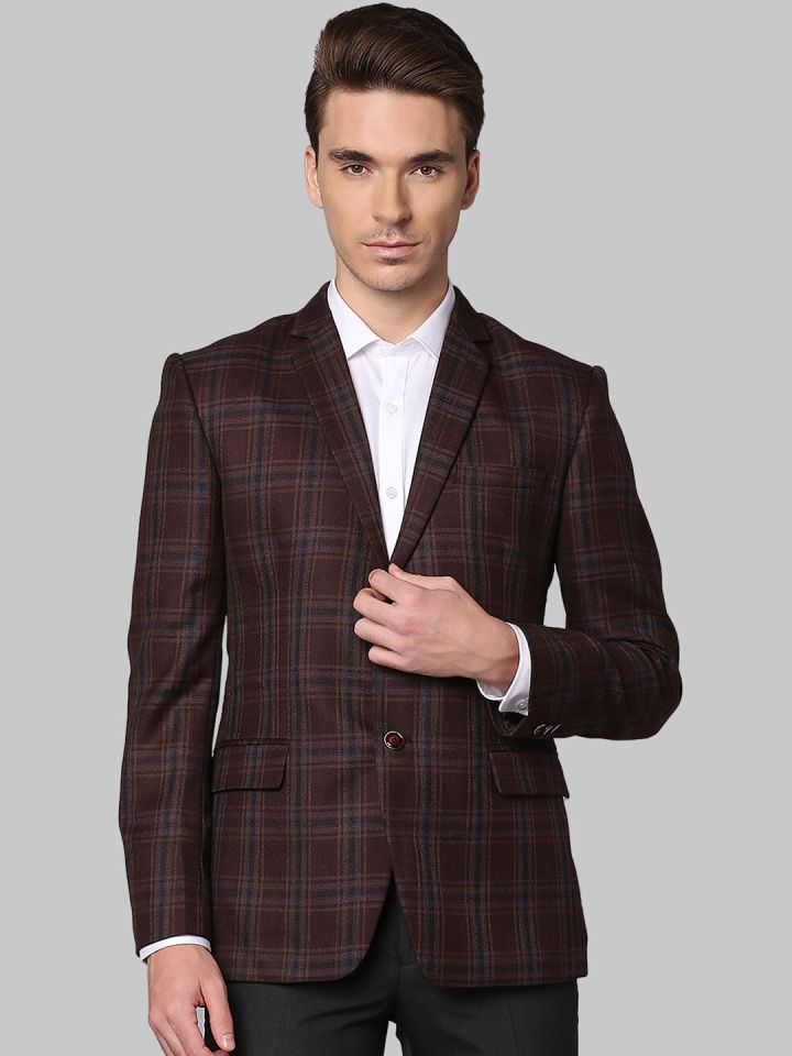 Maroon check blazer store