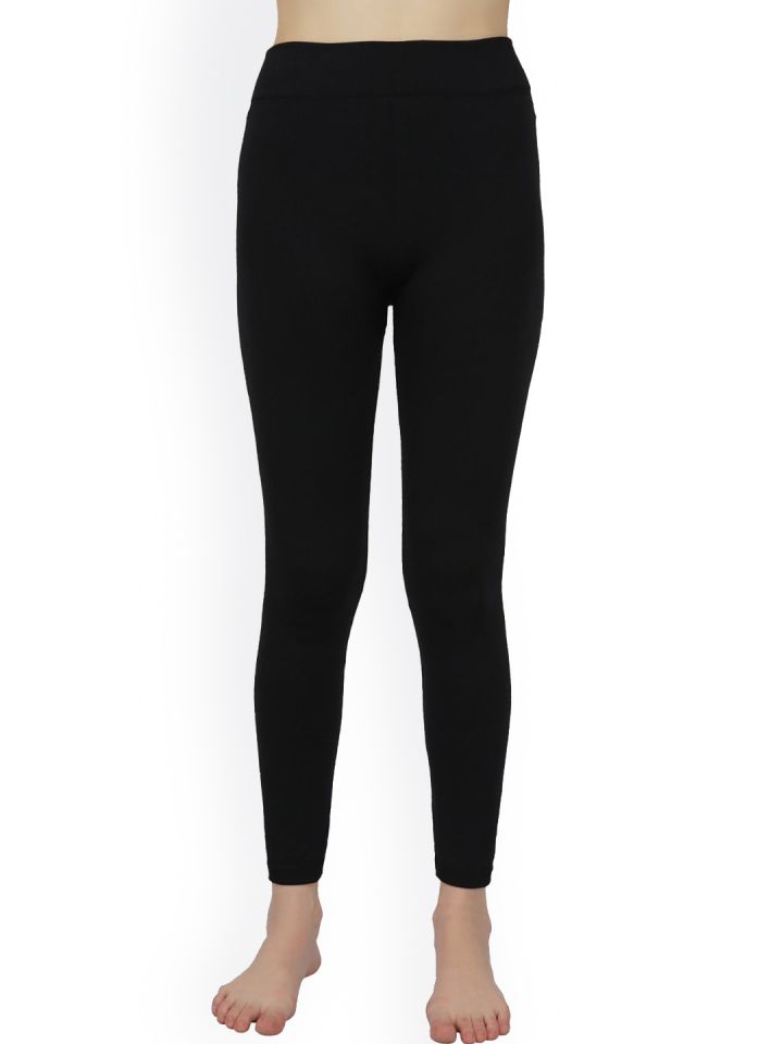 Buy BODYCARE Women Charcoal Solid Cotton Blend Thermal Leggings