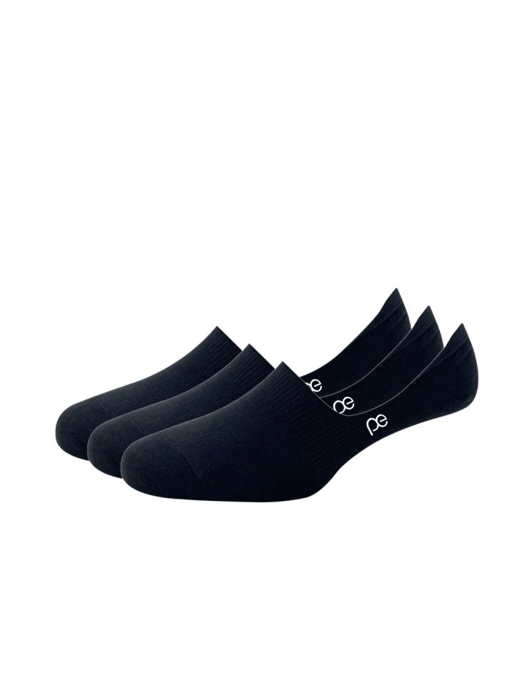 Peter England Men Black Pack of 3 Cotton No Show Socks