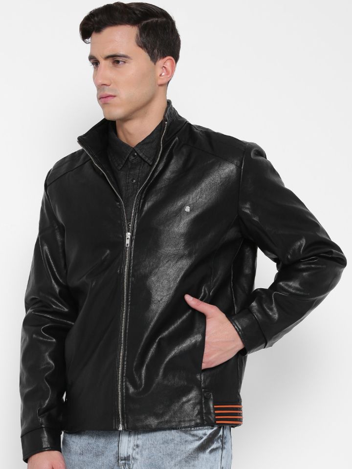 SPYKAR Black Faux Leather Jacket
