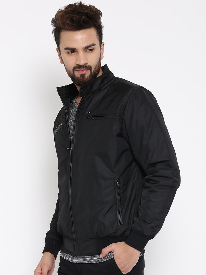 spykar black bomber jacket