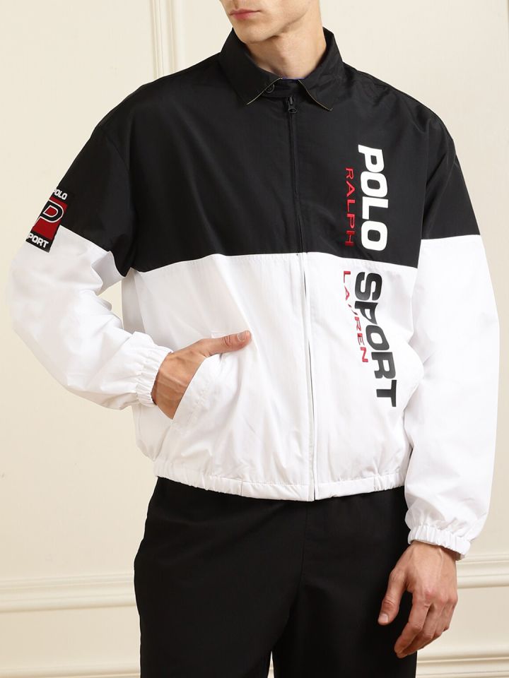 Black and shop white polo jacket