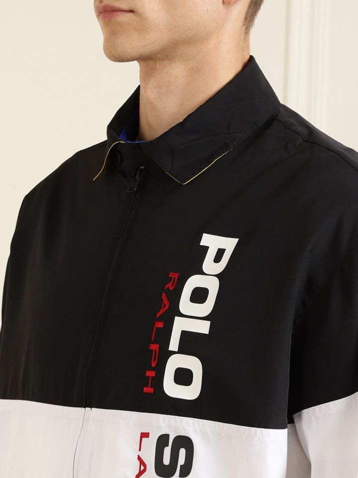 Black and shop white polo jacket