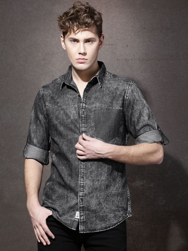 charcoal grey denim shirt