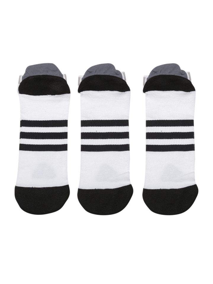 ADIDAS Unisex Set of 3 White Striped CLI ID N S TC3P Ankle Length Training Socks