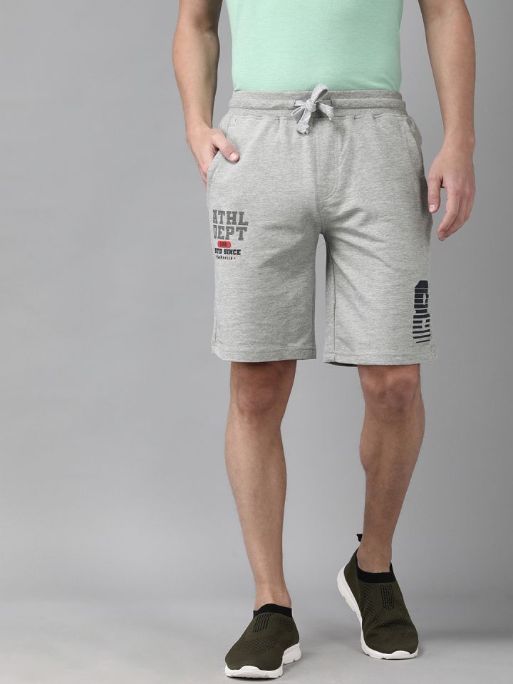 Buy Van Heusen Men Grey Printed Zipper Pocket Ultra Soft Knit Shorts