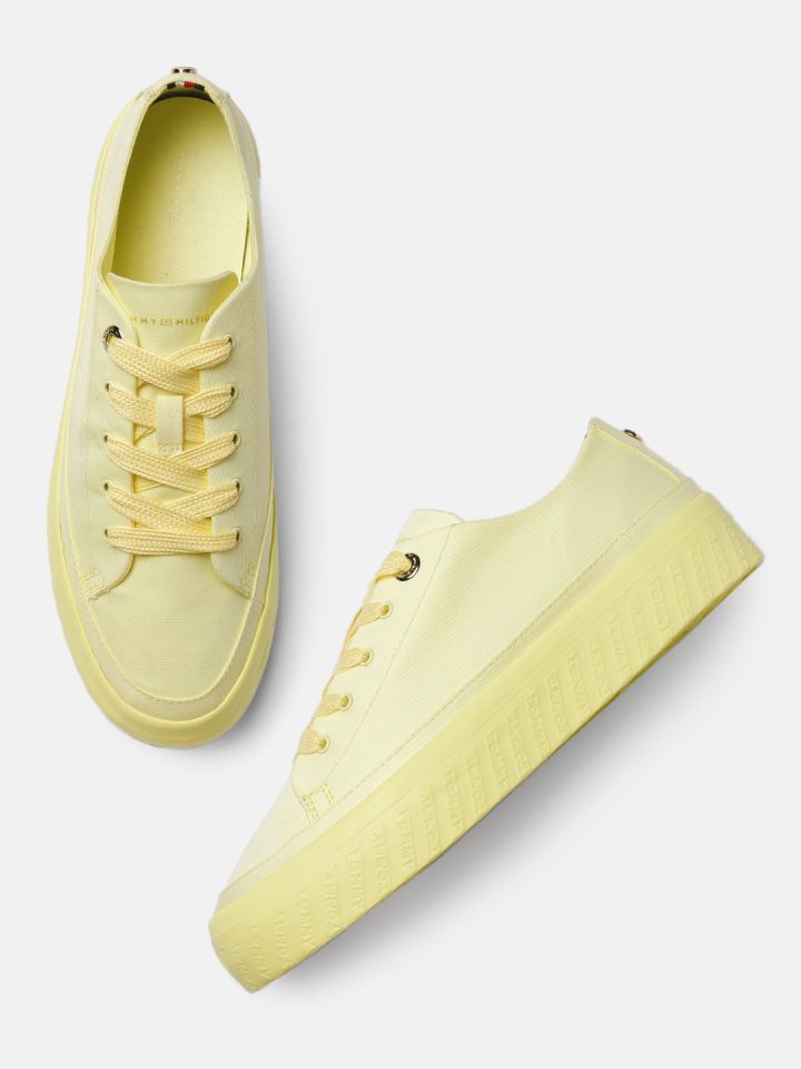 Buy Tommy Hilfiger Women Yellow Solid Sneakers Casual Shoes for