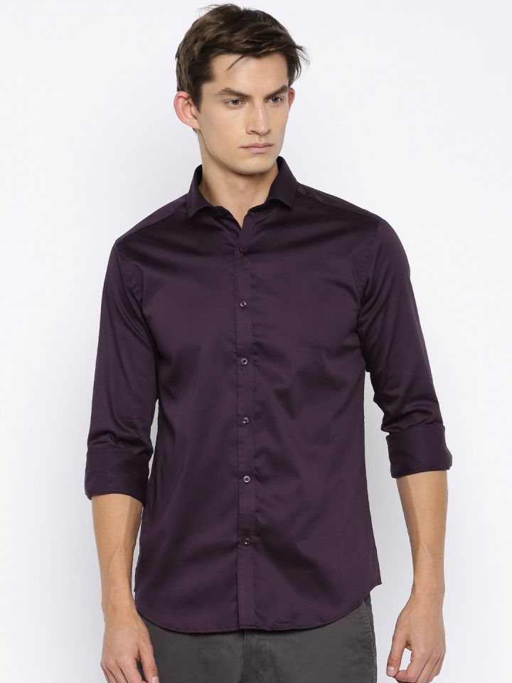 Buy F Factor By Pantaloons Men Burgundy Slim Fit Solid Semi Formal