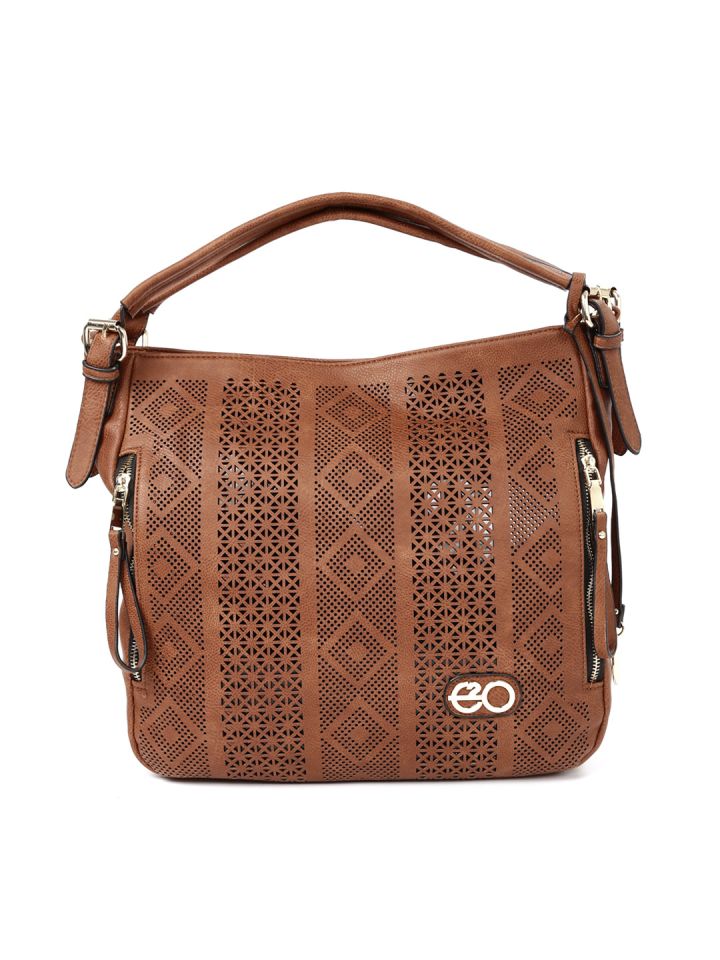 Buy E2O Coffee Brown Hobo Bag With Cut Out Detailing Handbags