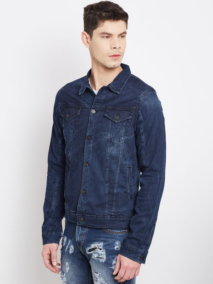 Buy John Players Navy Washed Denim Jacket Jackets for Men Myntra