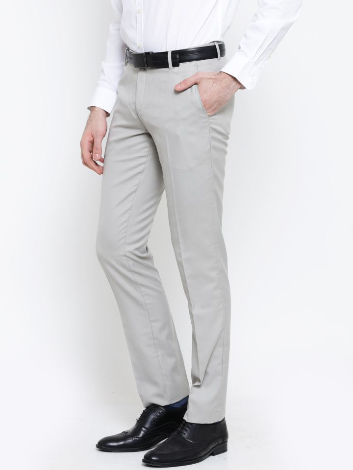Buy John Players Men Olive Brown Slim Fit Flat Front Trousers  Trousers  for Men 1428880  Myntra