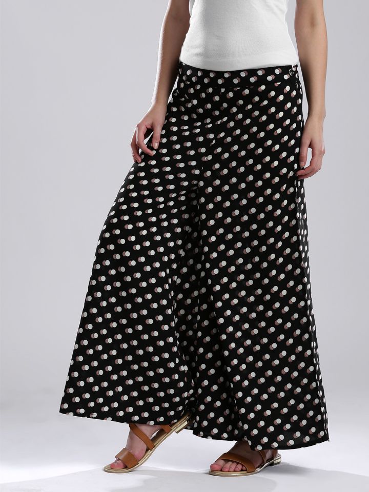 Womens Stylish Casual wear Printed Pant Palazzo Set for Girl Female  Ladies  Black Colour