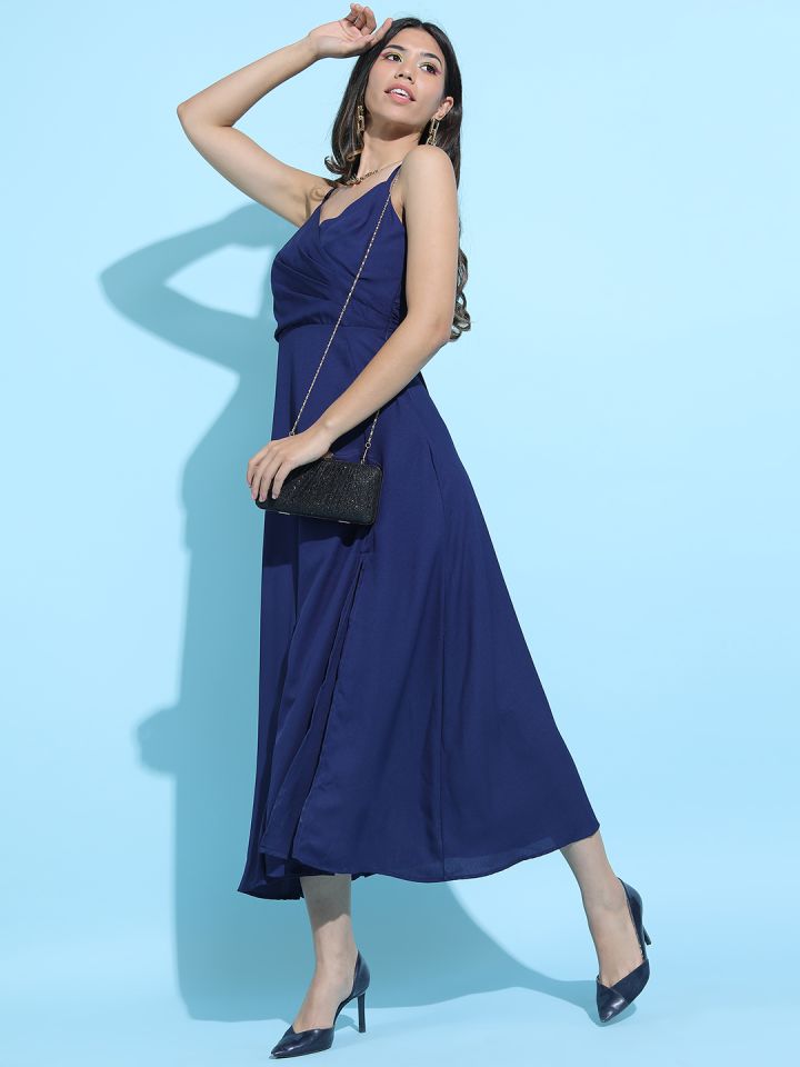 Tokyo talkies women's maxi dark blue dress sale