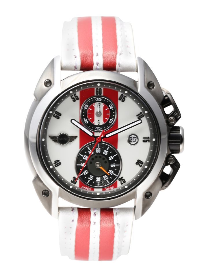 MINI COOPER Men Off White Red Chronograph Dial Watch MINI7