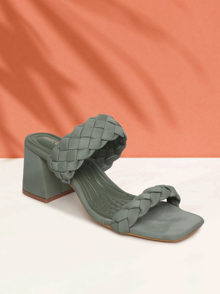 Olive green outlet block heels