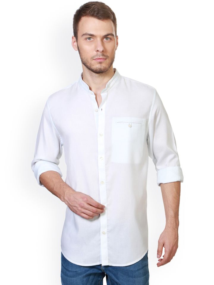 Buy Peter England Men White Slim Fit Solid Casual Shirt Shirts