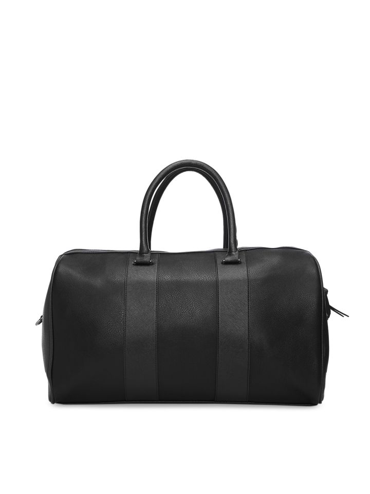 Buy Ted Baker Men Black Solid Leather Webbing Holdall Duffel Bag