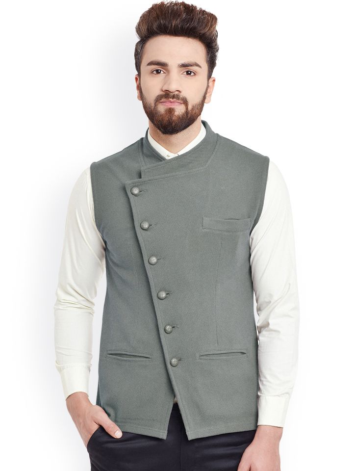 Buy Hypernation Grey Nehru Jacket Waistcoat for Men 1686630 Myntra