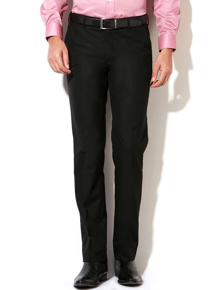 Buy Van Heusen Men Black Solid Slim Fit 