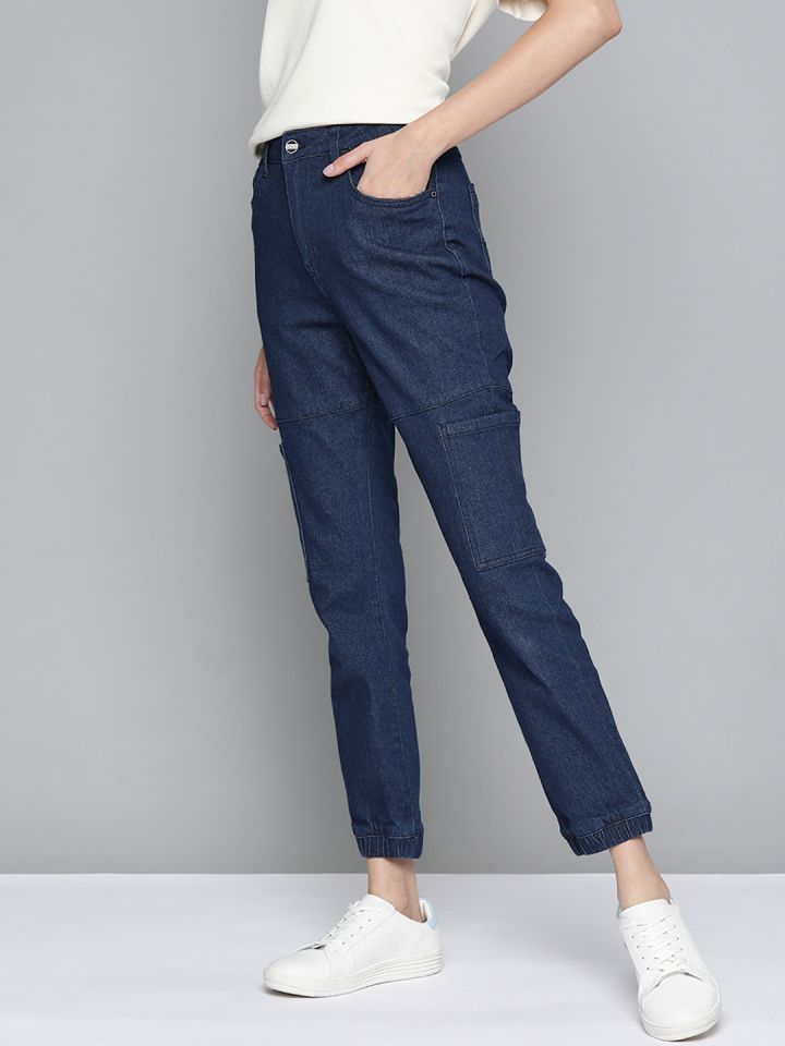 Joggers jeans for womens myntra clearance