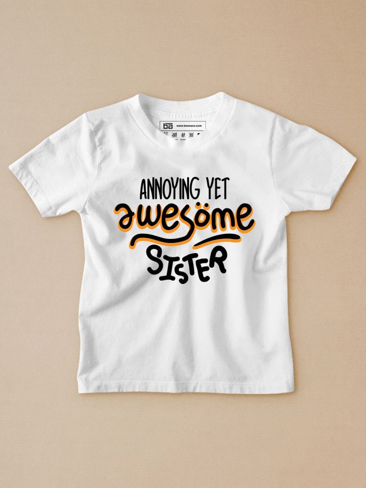 Buy BE AWARA Kids White Typography Printed T Shirt Tshirts for