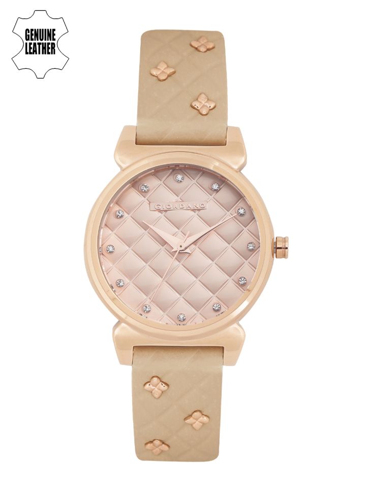 Giordano analog rose deals gold dial women's watch