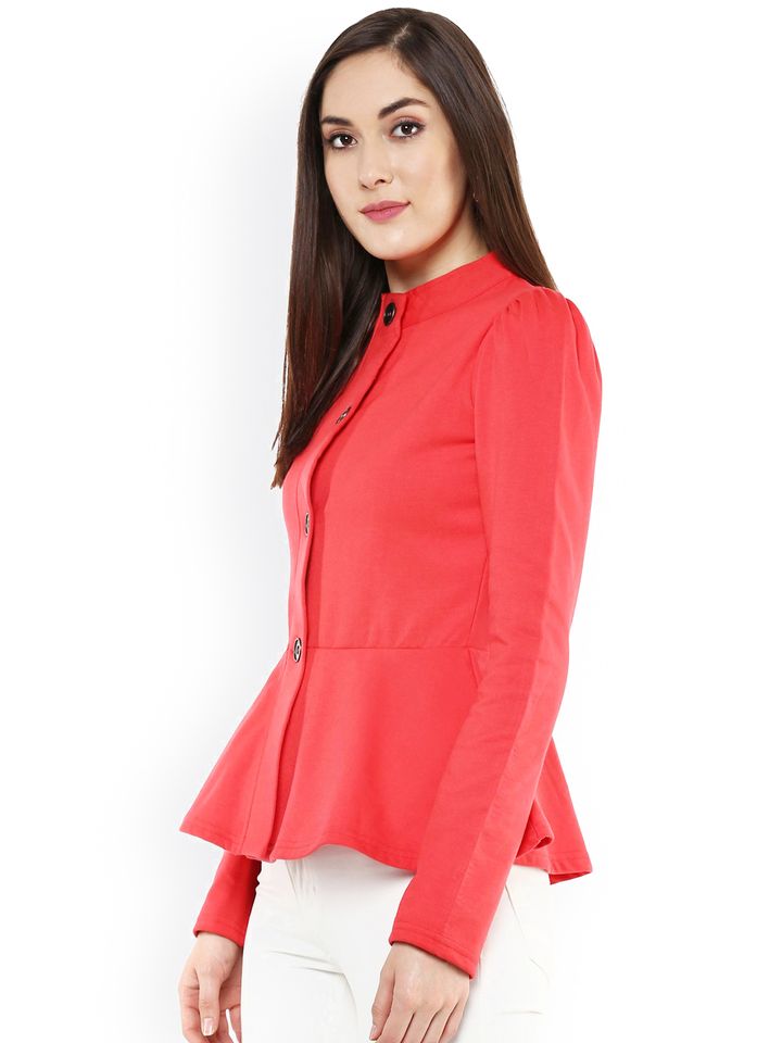 red peplum blazer