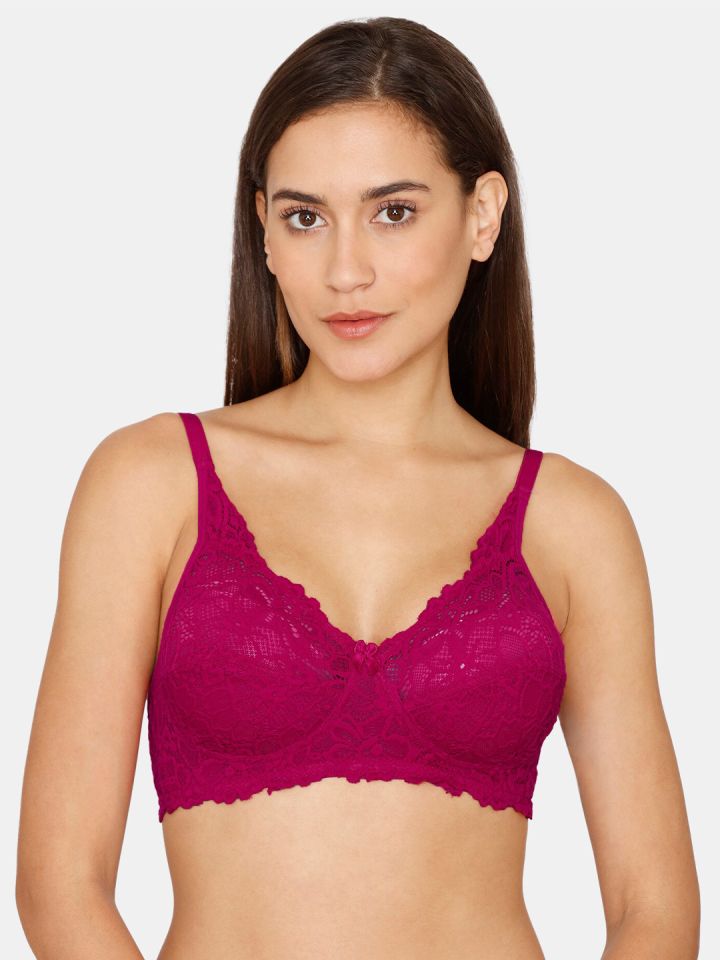 Zivame Women Non-Wired Half Coverage T-Shirt Bra, Color: Rose Red