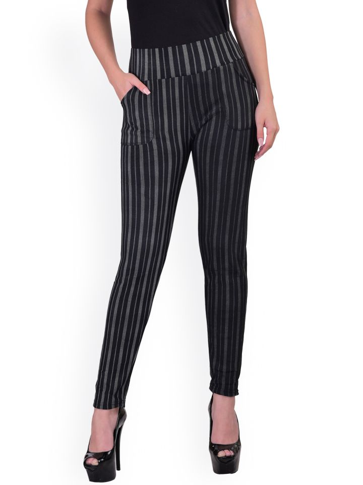 black and white striped jeggings