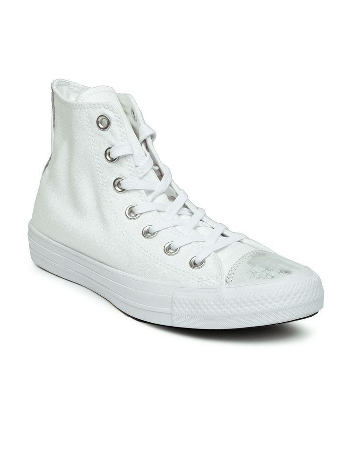 solid white high top converse